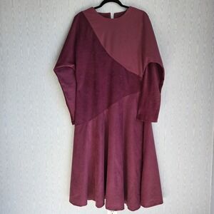 Vtg 80s Handmade Dress‎ 1X Velvet Asymmetric Purple Artsy Whimsygoth Career